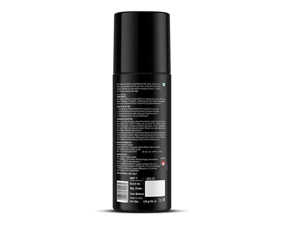 Beardo Strong Hold Hair Spray For Men 192ML