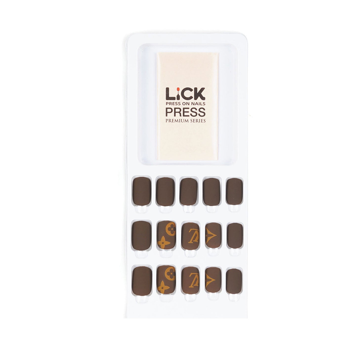 LICK NAILS Nude With Check Print Press on Nails