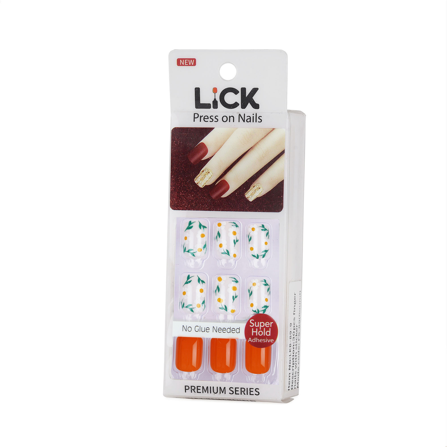 LICK NAILS Sleek Perfect Orange Glossy French Press On Nails