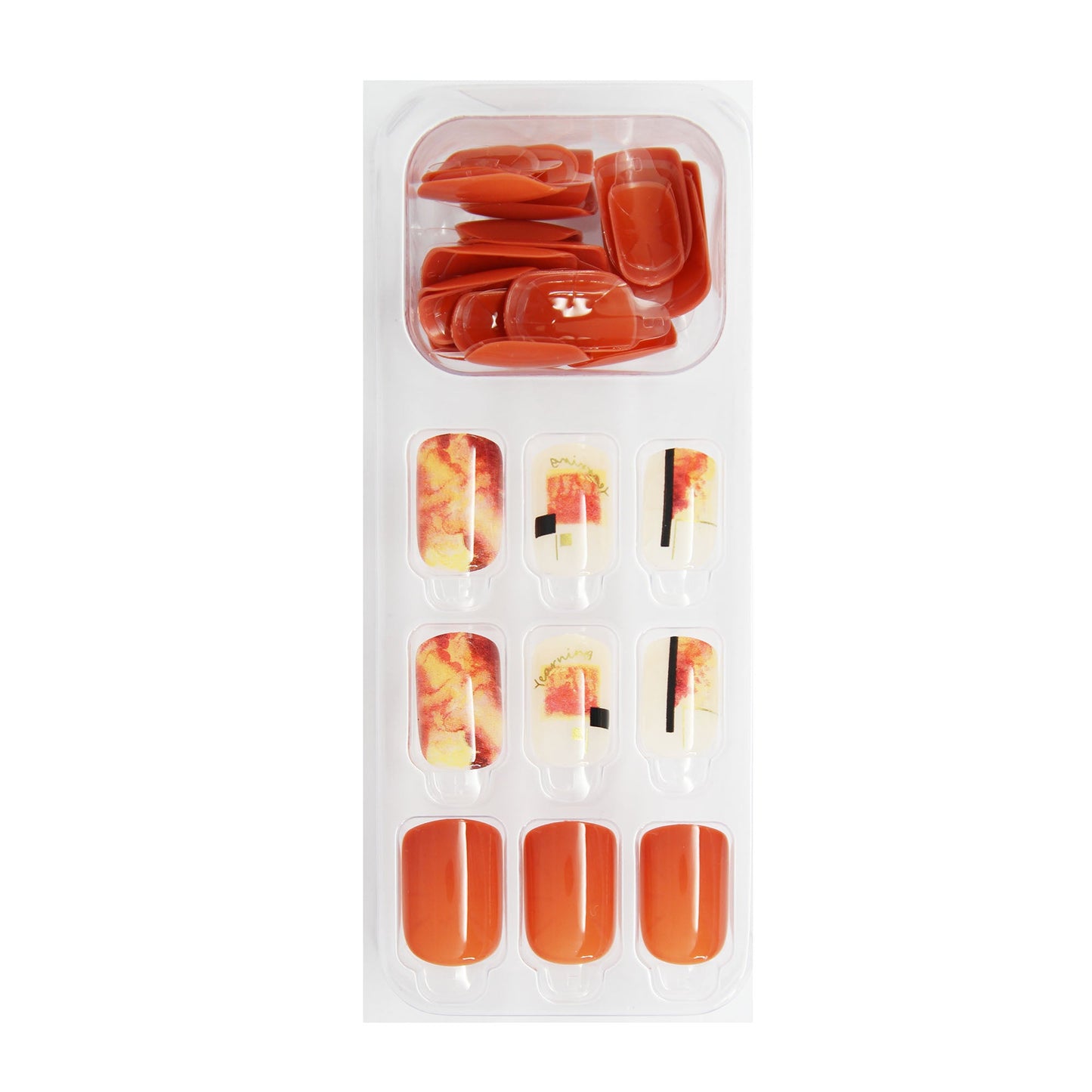 LICK NAILS Graphic Print with Crimson Red & White Press on Nails