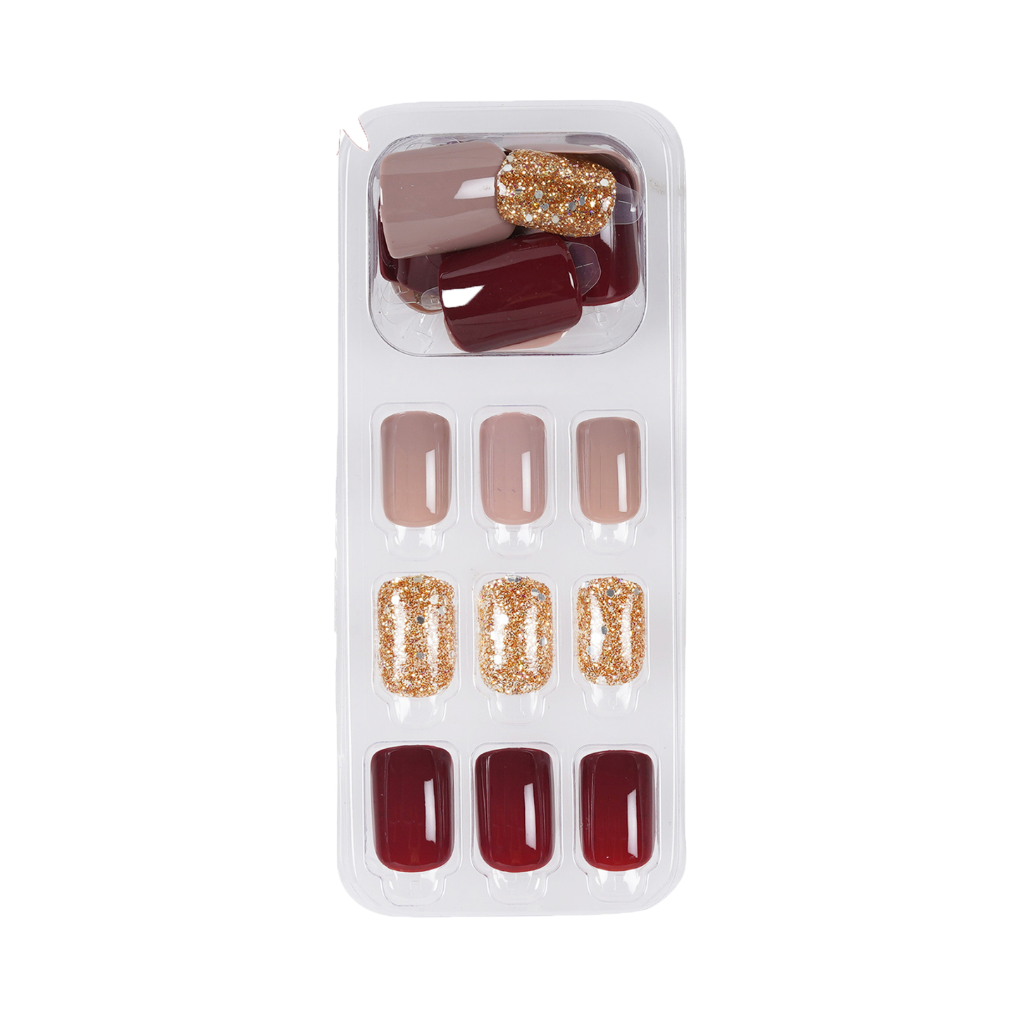 LICK NAILS Deep Wine With Glitter Design Press On Nails