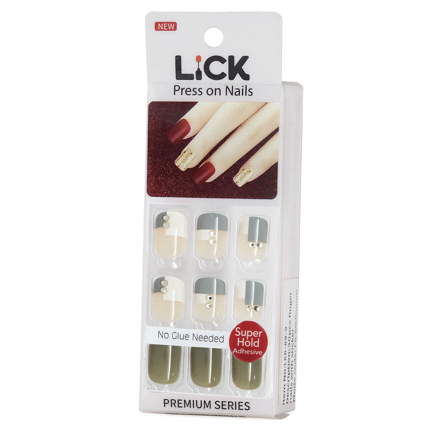LICK NAILS Olive Green With Glitter Press on Nails