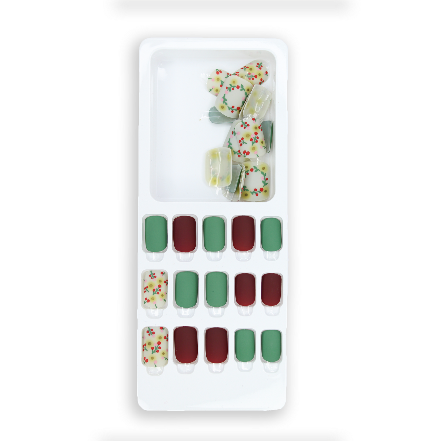 LICK NAILS Emerald Green With Floral Design Press on Nails