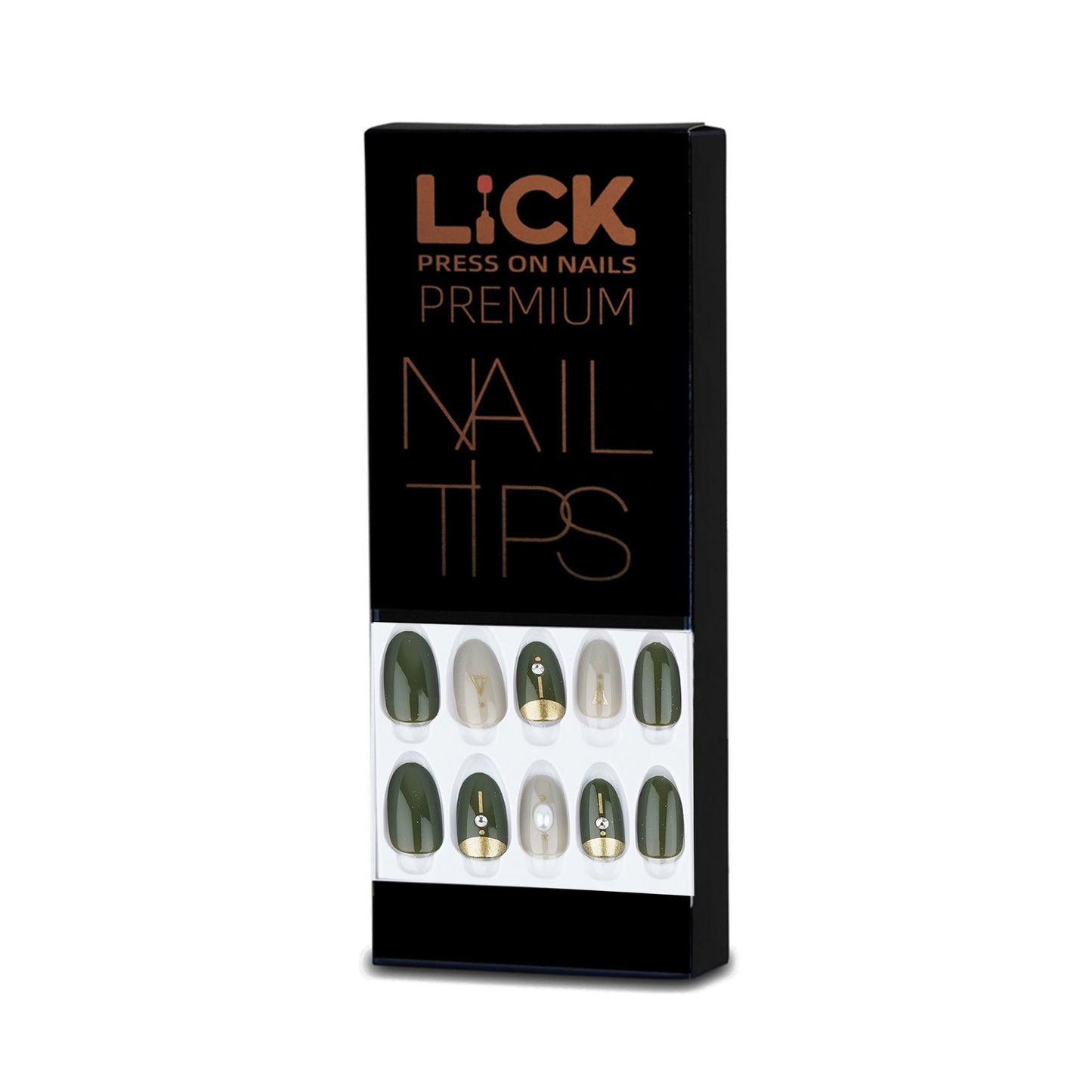 LICK NAILS Oval Shape Dark Oliv Pastel Press On Nails