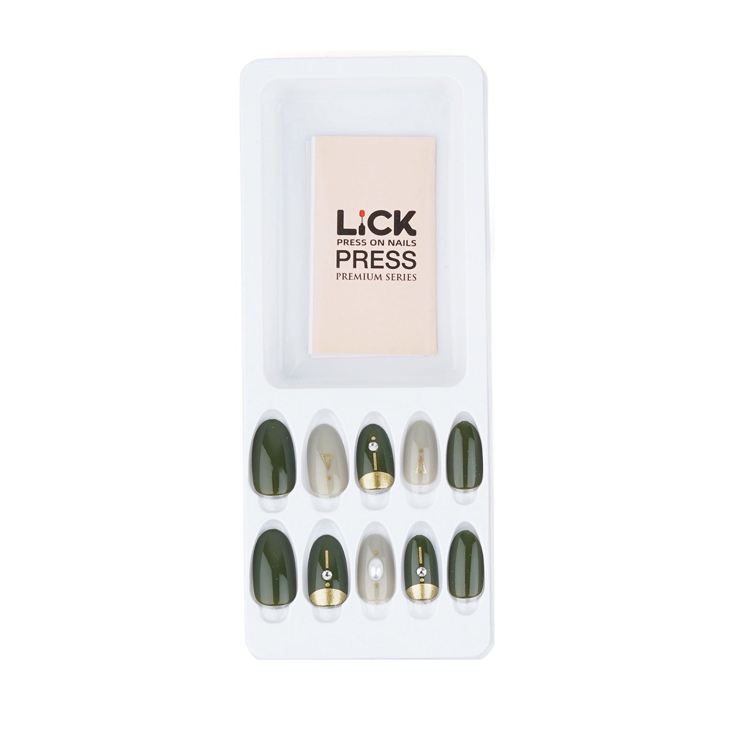 LICK NAILS Oval Shape Dark Oliv Pastel Press On Nails