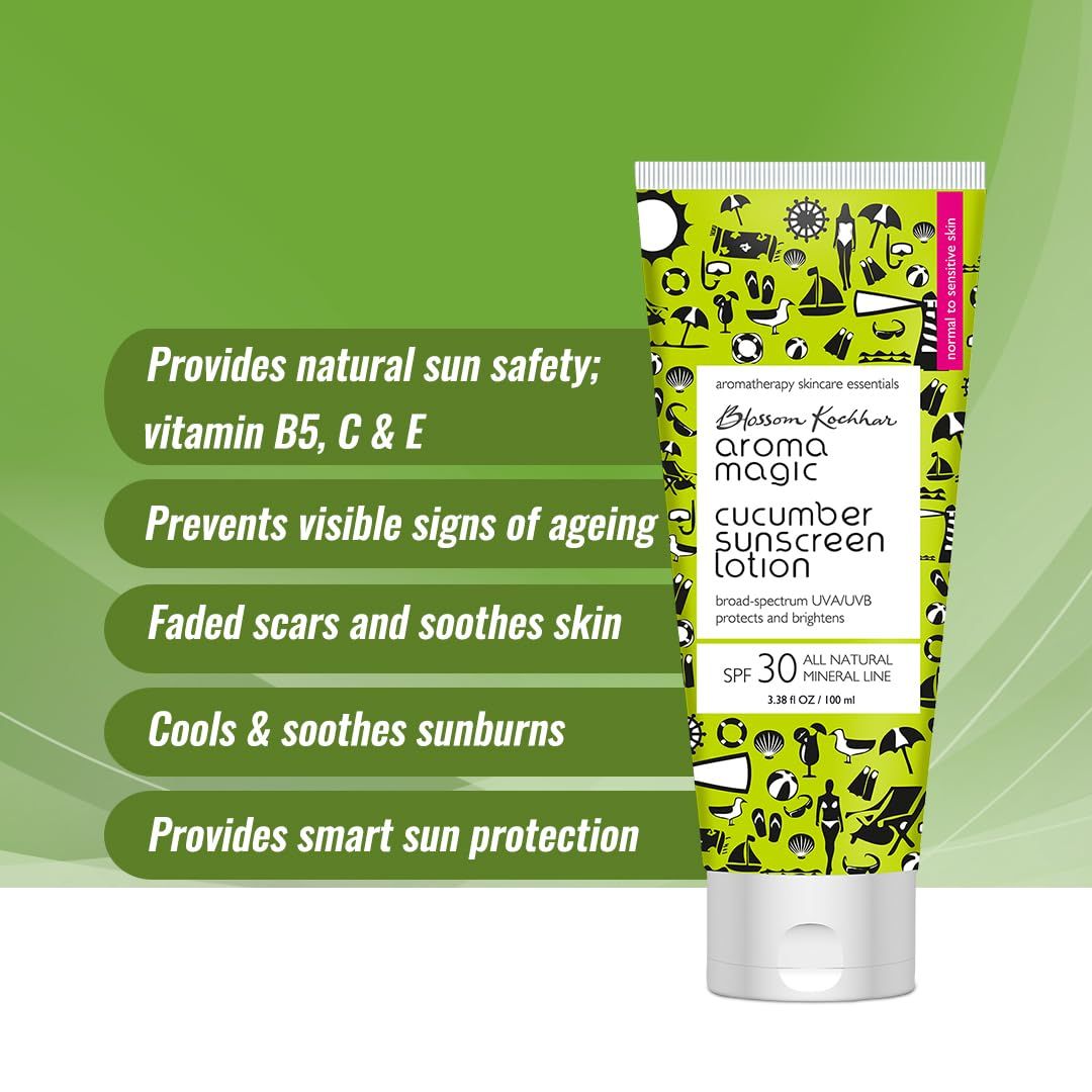 Aroma Magic Cucumber Sunscreen Lotion SPF 30 UVA/UVB All Natural Mineral Line