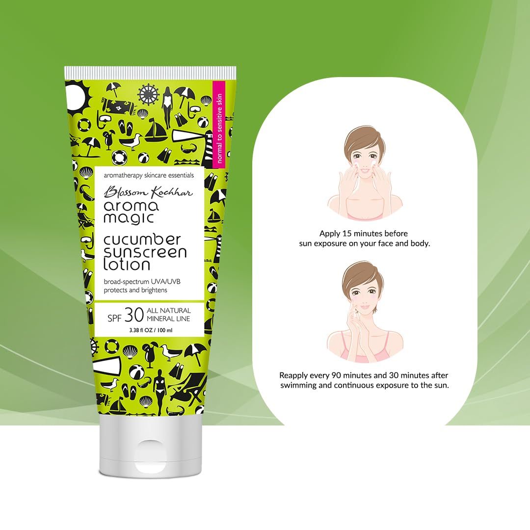 Aroma Magic Cucumber Sunscreen Lotion SPF 30 UVA/UVB All Natural Mineral Line