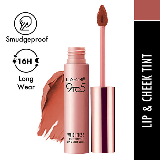 Lakme 9 To 5 Weightless Matte Mousse Lip & Cheek Color - Blush Velvet