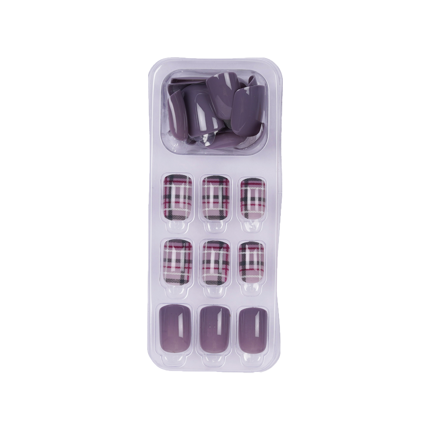 LICK NAILS Griege with check print Shade Press on Nails