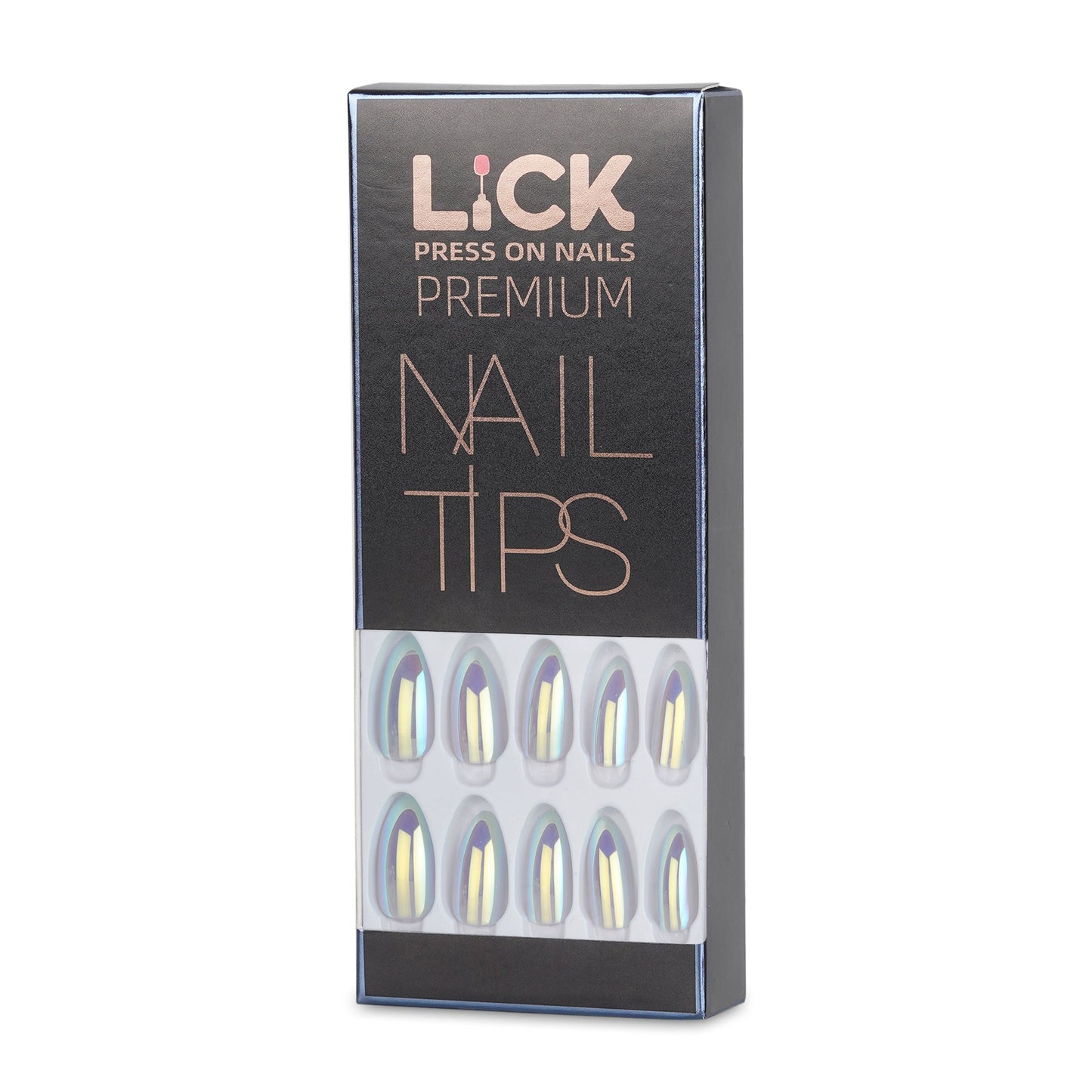 LICK NAILS Red With Prominent Gold Glitter Press on Nails
