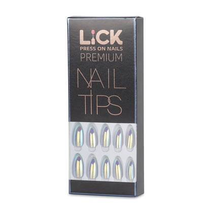 LICK NAILS Red With Prominent Gold Glitter Press on Nails
