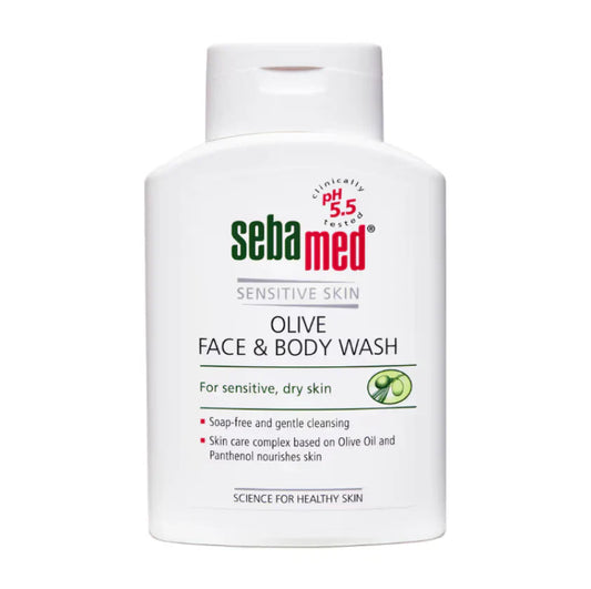 Sebamed Olive Face & Body Wash, Ph 5.5, Soap Free, Sensitive Dry Skin, With Olive Oil & Panthenol